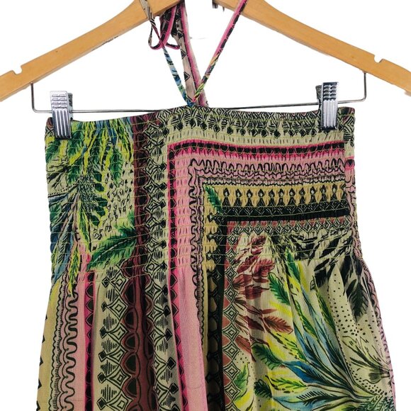 Lapis Anthropologie Halter Convertible Dress Sz Small Smocked Boho Frilly Hem - Picture 2 of 11
